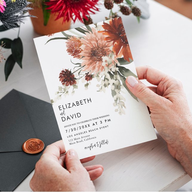 Terracotta Bohemian Floral Wedding Invitation (Creator Uploaded)