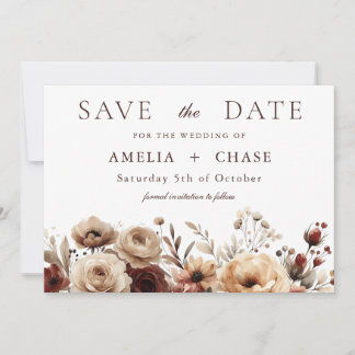 Terracotta Bohemian Floral Wedding Save The Date