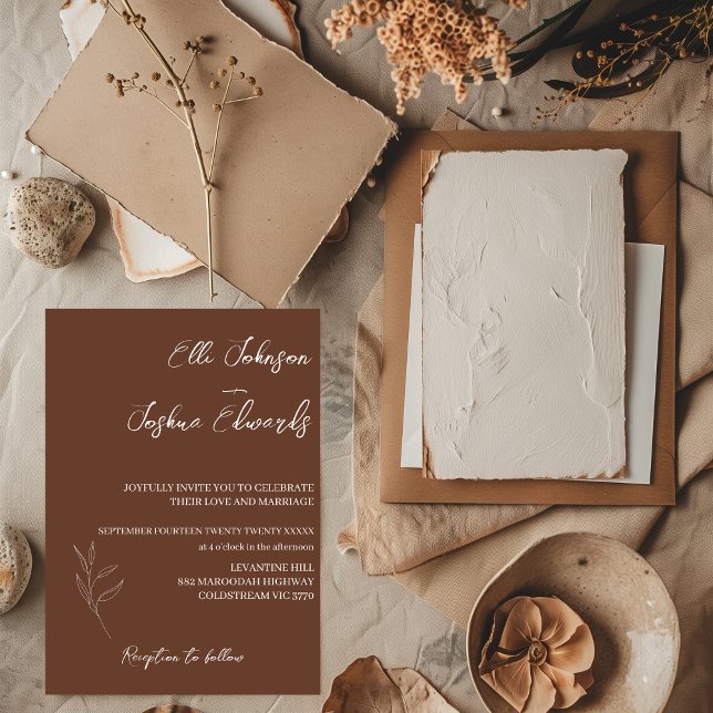 Terracotta Bohemian Wedding Photo Invitation (Creator Uploaded)