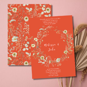 Terracotta Bohemian Wildflower Wedding Invitation