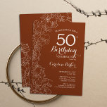 Terracotta Boho 50th Birthday Party Invitation<br><div class="desc">Terracotta Boho 50th Birthday Party Invitation. Minimalist modern design featuring botanical floral outline drawings accents and typography script font. Simple trendy invite card perfect for a stylish female bday celebration. Can be customized to any age. Printed Zazzle invitations or instant download digital printable template.</div>