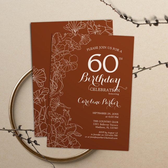 Terracotta Boho 60th Birthday Party Invitation (Creator Uploaded)