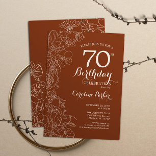 Terracotta Boho 70th Birthday Party Invitation