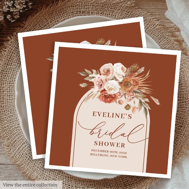 Terracotta Boho Arch Napkins for Bridal Shower  (Terracotta Boho Arch Napkins for Bridal Shower Party)