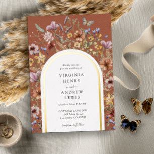 Terracotta Boho Arch Wedding Invitation