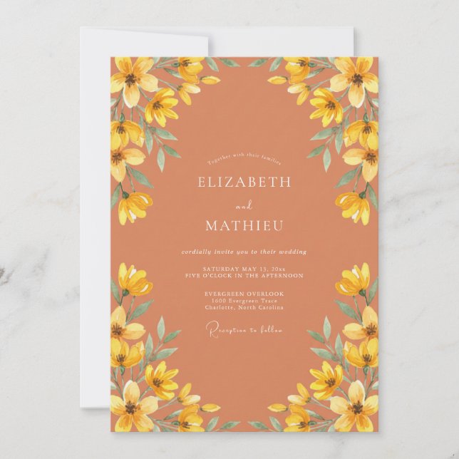 Terracotta Boho Autumn Wedding Invitation (Front)