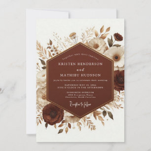Terracotta Boho Autumnal Wedding Invitation