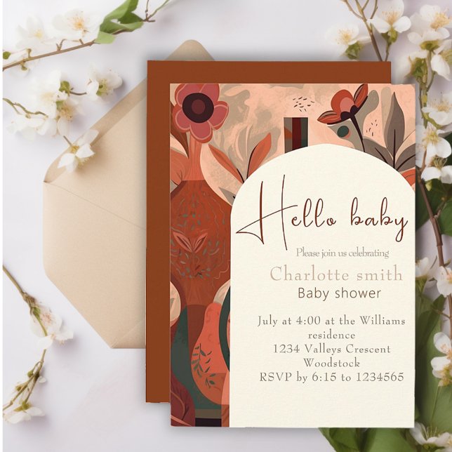 Terracotta boho baby shower  invitation (Creator Uploaded)