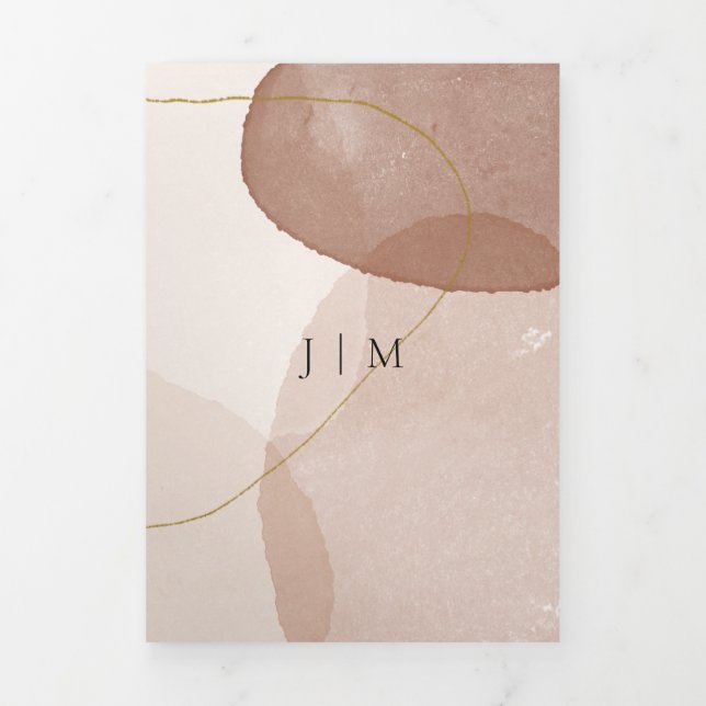 Terracotta Boho Beach Formal minimal Wedding Tri-Fold Card (Cover)