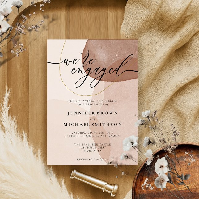 Terracotta Boho Beach Modern engaged signature Invitation (Creator Uploaded)