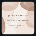 Terracotta Boho Beach Ombre couple Wedding Square Sticker<br><div class="desc">Terracotta Boho Beach Ombre couple Wedding</div>