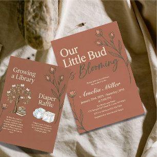 Terracotta Boho Blooming Baby Shower Invitation