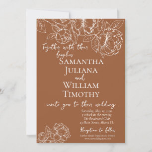 Terracotta Boho Botanical Floral Modern Wedding Invitation