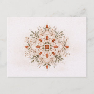 Terracotta Boho Botanical Mandala Watercolor  Postcard