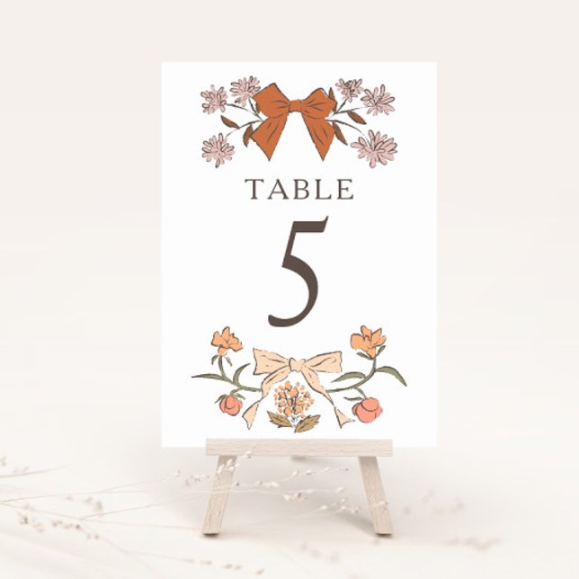 Terracotta Boho Bows Wedding Table Number (Creator Uploaded)