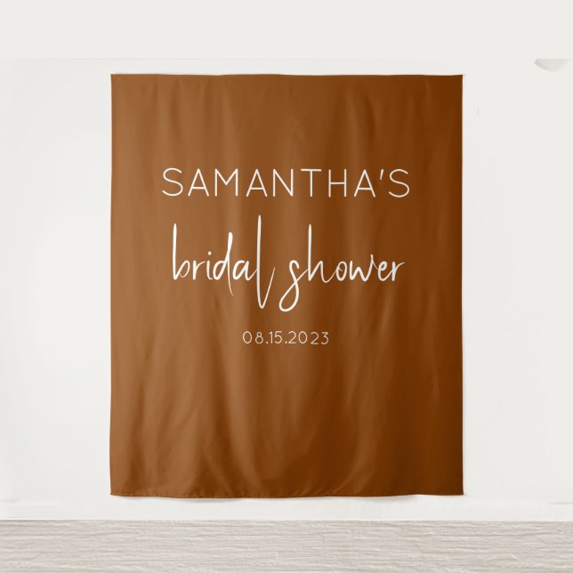 Terracotta Boho Bridal Shower Backdrop Tapestry (Front)