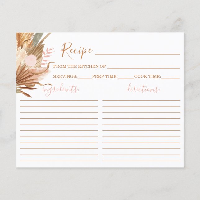 Terracotta boho Bridal Shower Recipe Card (Front)