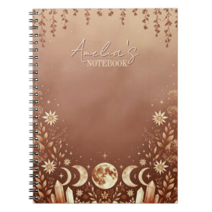 Terracotta Boho Celestial Moon Phase Notebook 