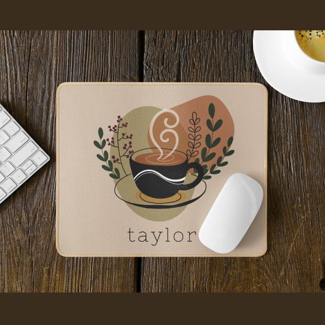 Terracotta Boho Coffee Themed Personalised  Mouse Pad (Creator Uploaded)