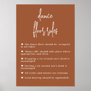 Terracotta Boho Dance Floor Rules sign