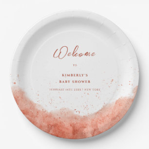 Terracotta Boho Desert Baby Shower Welcome  Paper Plate
