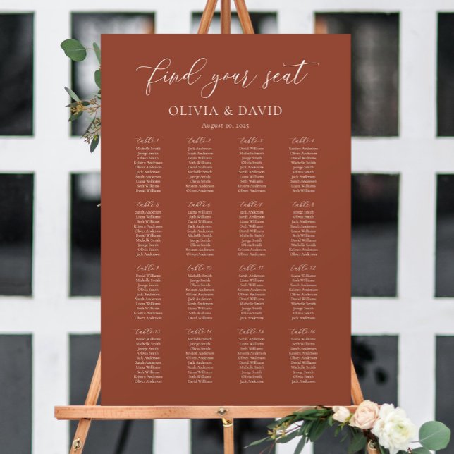 Terracotta Boho Elegant 16 table Seating Chart (Creator Uploaded)
