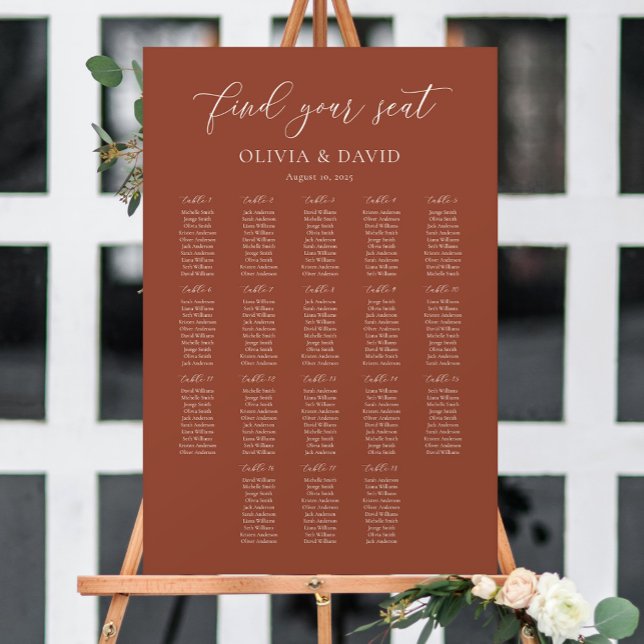Terracotta Boho Elegant 18 tables Seating Chart (Creator Uploaded)
