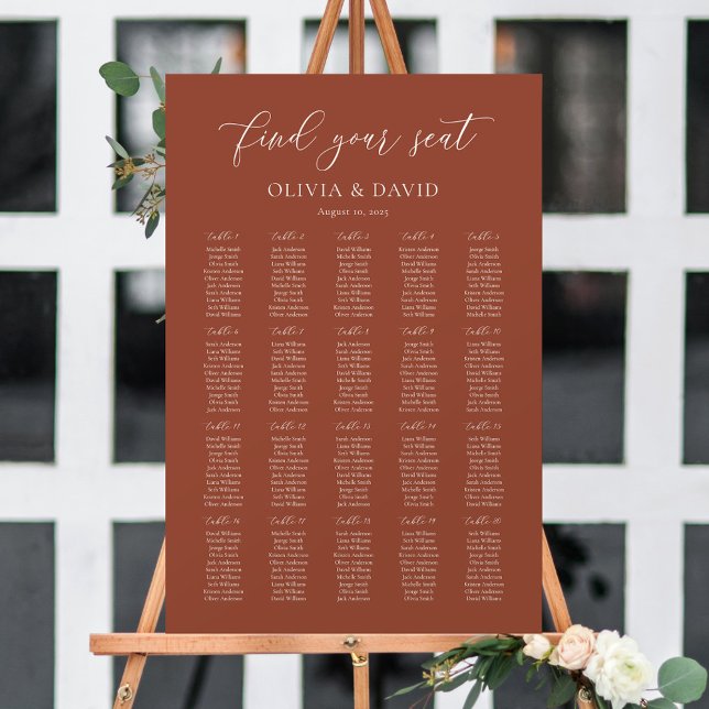 Terracotta Boho Elegant 20 table Seating Chart (Creator Uploaded)