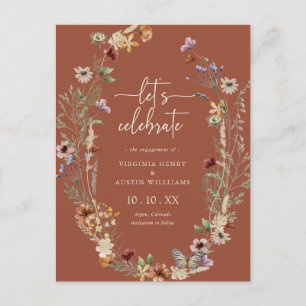 Terracotta Boho Engagement Party Postcard