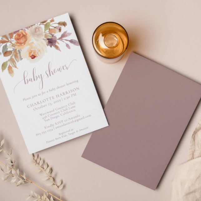 Terracotta Boho Fall Floral | Baby Shower Invitation (Creator Uploaded)