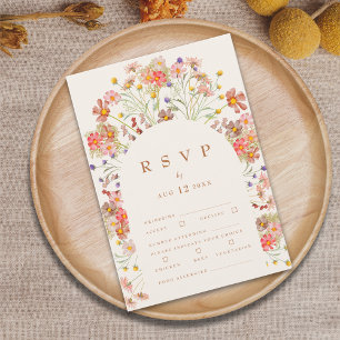 Terracotta Boho Fall Floral Meal Options RSVP Card