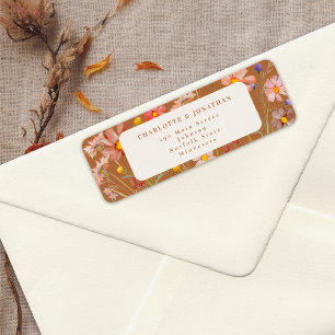 Terracotta Boho Fall Floral Wedding Return Address Label
