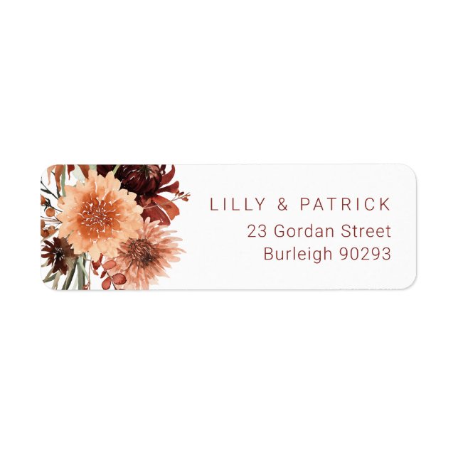 Terracotta Boho Fall Summer Return Address Wedding Label (Front)
