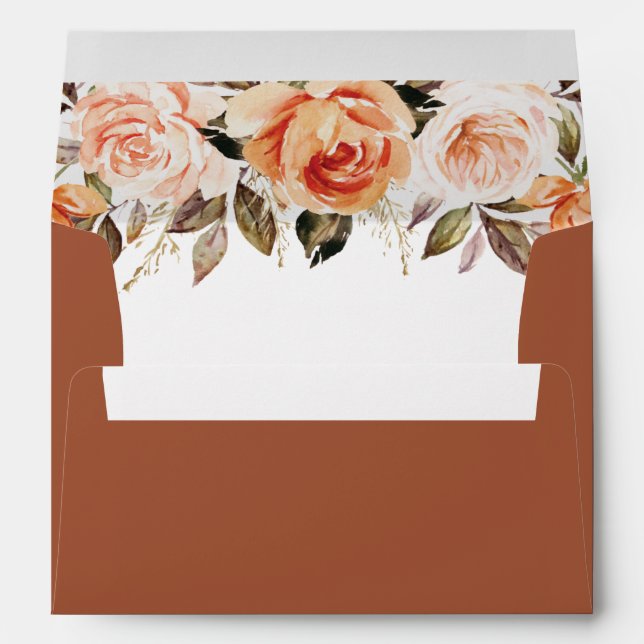 Terracotta Boho Fall Wedding Return Address Envelope (Back (Bottom))