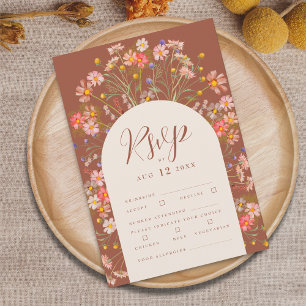 Terracotta Boho Fall Wedding RSVP Card