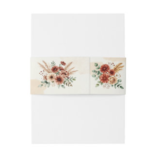 Terracotta Boho Floral Autumn Rustic Elegant Invitation Belly Band