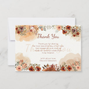 Terracotta Boho Floral Autumn Rustic Elegant Thank You Card
