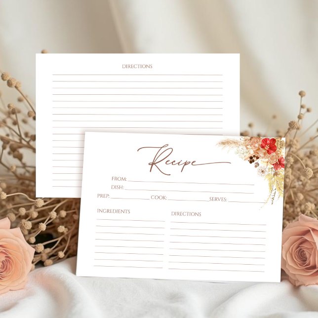 Terracotta Boho Floral Bridal Shower Recipe Card (Creator Uploaded)