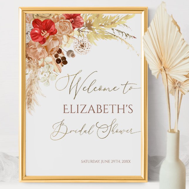 Terracotta Boho Floral Bridal Shower Welcome Sign (Creator Uploaded)