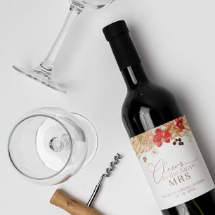 Terracotta Boho Floral Bridal Shower Wine Label