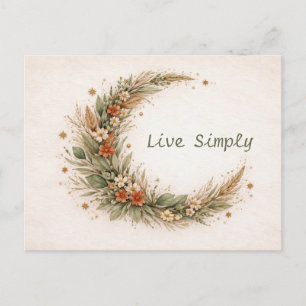 Terracotta Boho Floral Crescent Moon Botanical Postcard