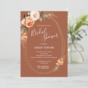 Terracotta Boho Floral Fall Bridal Shower Invitation