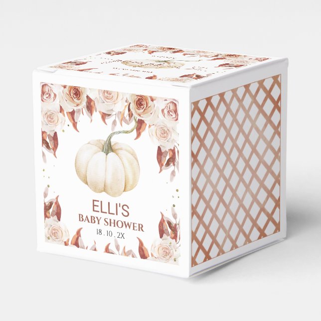 Terracotta Boho Floral Little Pumpkin Baby Shower  Favour Box (Front Side)