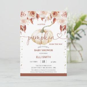 Terracotta Boho Floral Little Pumpkin Baby Shower Invitation