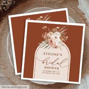 Terracotta Boho Floral Napkins for Bridal Shower