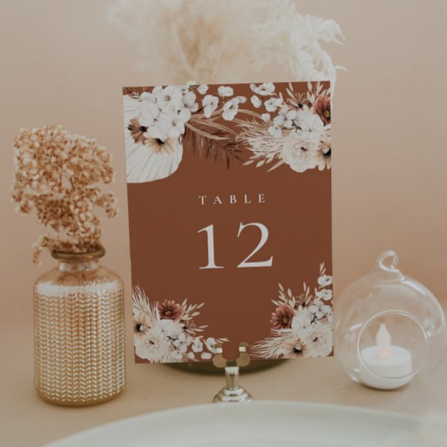 Terracotta Boho Floral Table Number (Creator Uploaded)