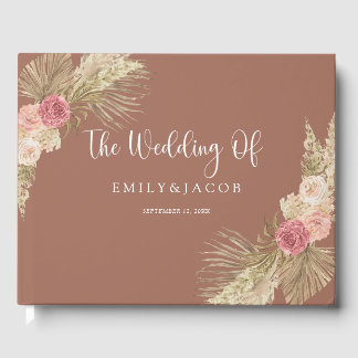 Terracotta Boho Floral Wedding Guest Book