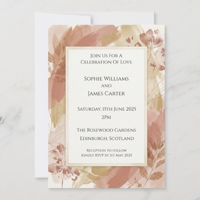 Terracotta Boho Floral Wedding Invitation (Front)