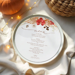 Terracotta Boho Floral Wedding Menu Card