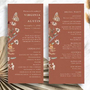 Terracotta Boho Floral Wedding Program